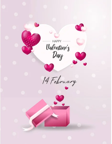 Illustration Greeting Card Valentine Day Small Pink Hearts Gift — Stock Photo, Image