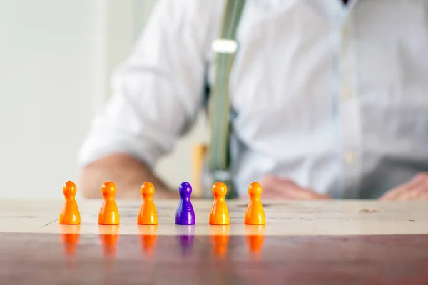 Close Game Pieces Table Businessman His 50S — Stock Photo, Image