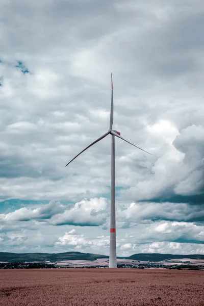 Windmill Electric Power Production Field Wheat — Stock Photo, Image