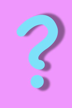 Pembe arka planda mavi soru işareti