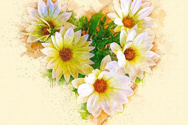 Bouquet White Yellow Flowers Watercolor Style — Photo