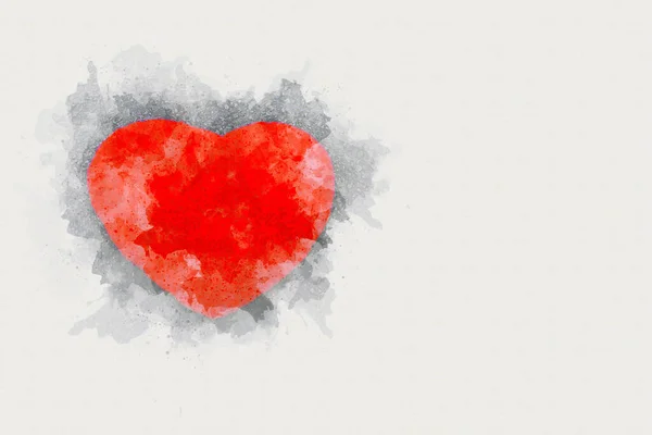 Close Red Heart Watercolor Style — Fotografia de Stock