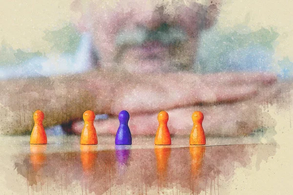 Close Game Pieces Table Businessman Watercolor Style — Stock Photo, Image