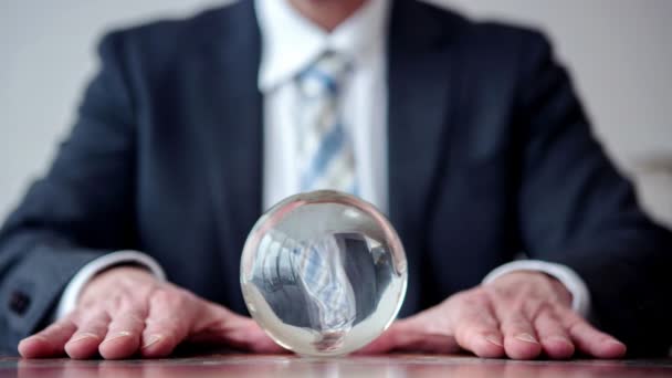 Cinemagraph Business Man Looking Crystal Ball — Vídeo de Stock