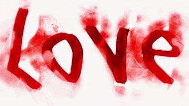 Cinemagraph of the word love written in red letters in watercolor style