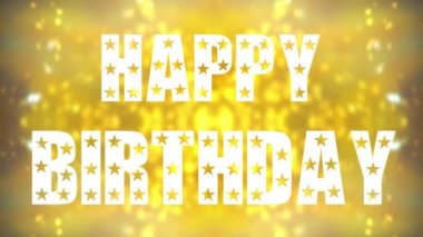 cinemagraph of Happy Birthday written on golden background with yellow stars