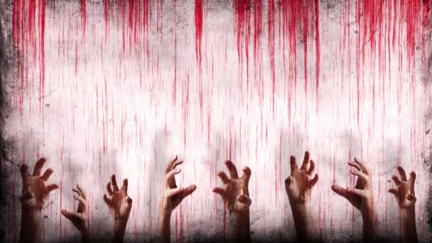 Cinemagraph Bloody Wall Scary Hands Reaching Out — Stockvideo