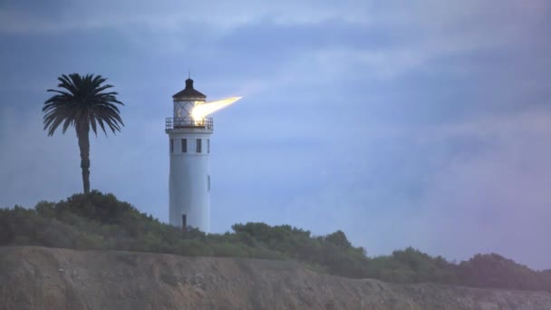 Cinemagraph Lighthouse Beaming Light Coast Night — Stock video