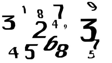 Beyaz arkaplanda hareket eden siyah sayıların görüntü grafiği 