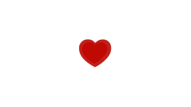 Animace Červeného Srdce Tlukotem Srdce Bílém Pozadí — Stock video