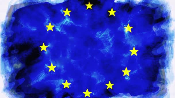 水彩でヨーロッパの旗を動かすアニメーション — ストック動画