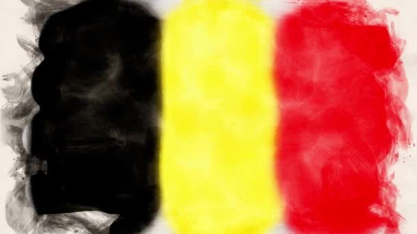 Animering Rörlig Belgium Flagga Akvarell Stil — Stockvideo