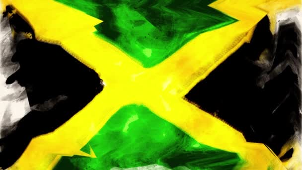 Animatie Van Bewegende Vlag Van Jamaica Aquarelstijl — Stockvideo