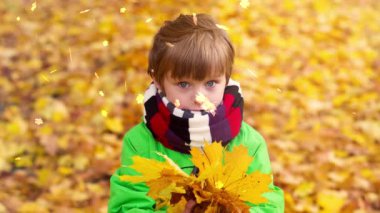 Sonbaharda yaprakları dökülen genç bir çocuğun sineması. 