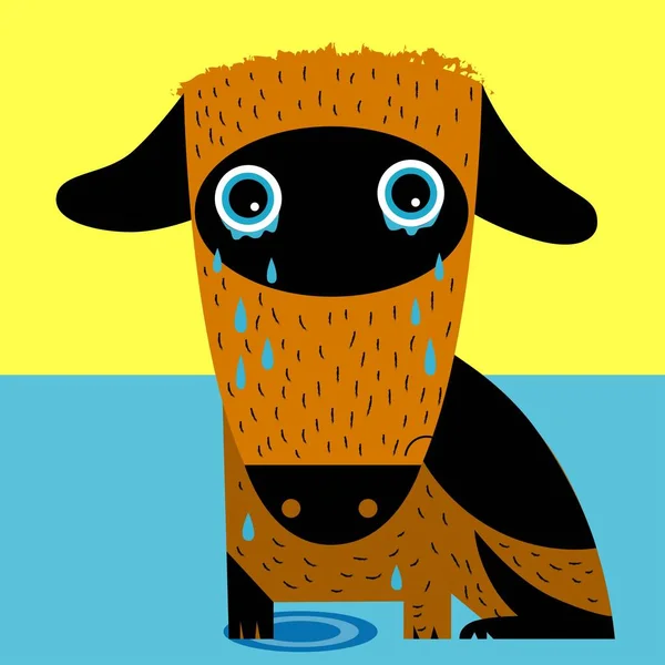 Crying Dog Background Ukrainian Flag — Stock Vector