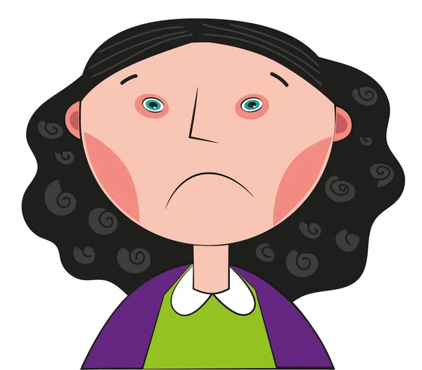 Stylized Woman Upset Facial Expression — Stock Vector