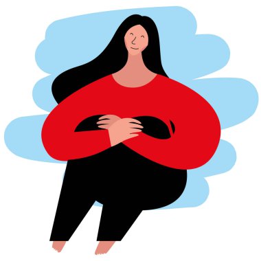 A woman sitting on the floor folded her hands on her knees