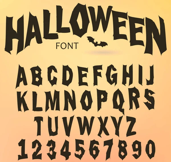 Halloween-Schrift, Originalschrift, unheimlich gruseliges Alphabet, schmutzige Buchstaben, für Feiertage. Vektor — Stockvektor