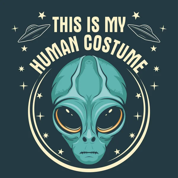 Impresión de la camiseta de la cara de Alien, tee stump tee stump humanoid head, vector — Vector de stock