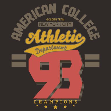 Tişört pulu grafiksel set. Spor giysisi tipografi amblemi