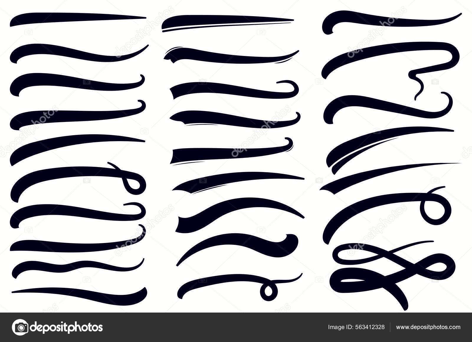 Underline Swishes tail. Swooshes set for Athletic Typography