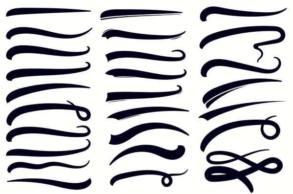 Understryk Swishsvansen. Swooshes set för atletisk typografi. Vektor — Stock vektor