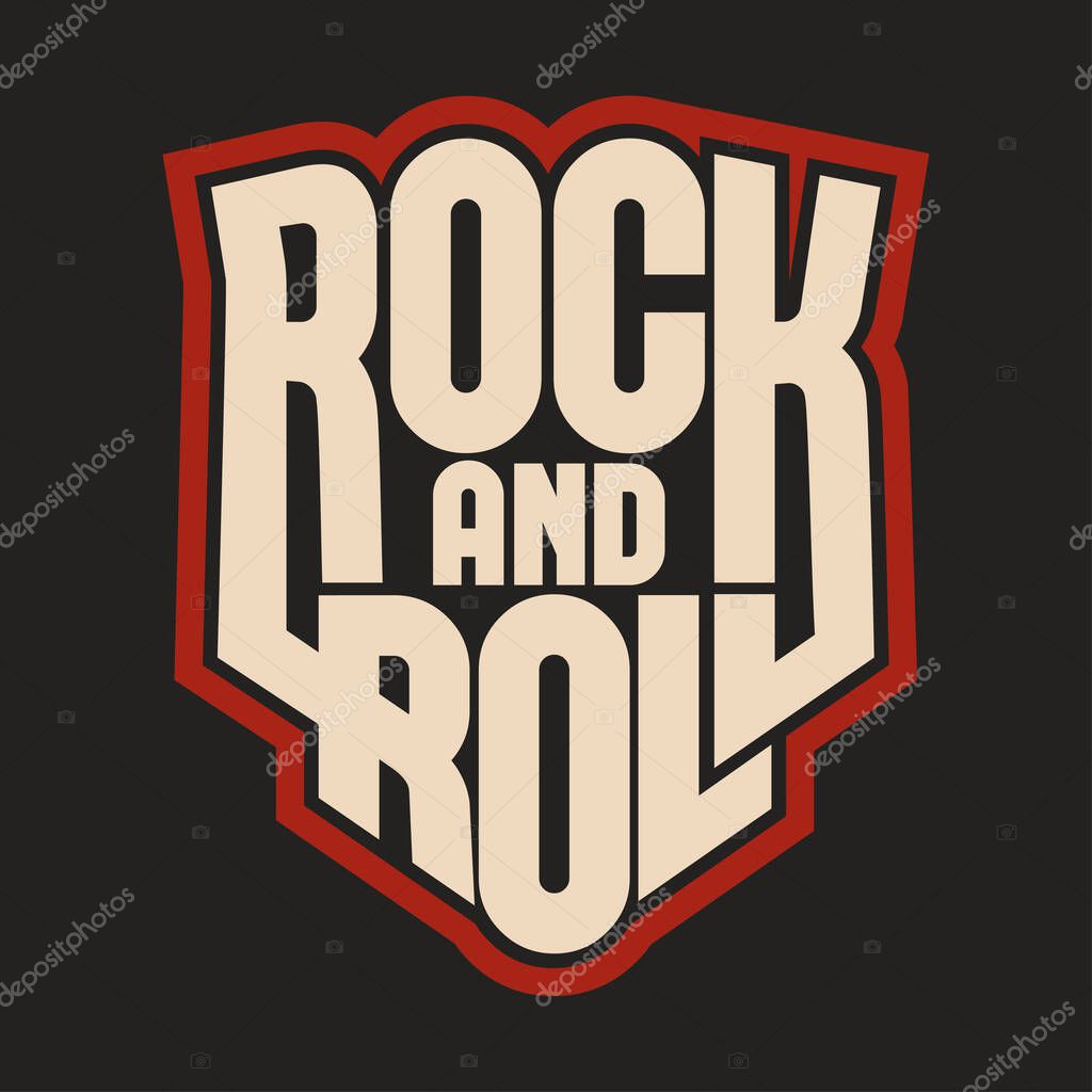 Rock music print for t-shirt, tee print stamp, shirt lettering artwork, hipster retro badge, typography emblem. Vector