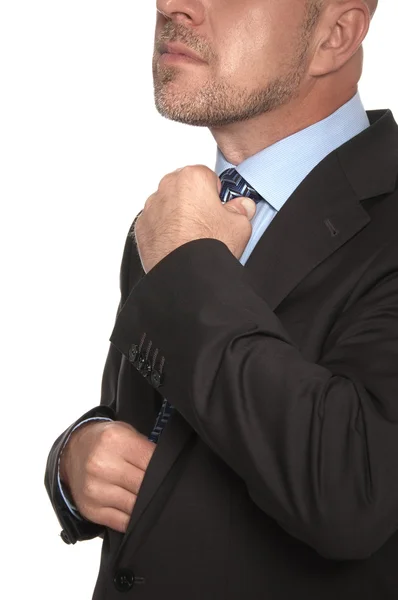 Łysy mężczyzna w garnitur i krawat — Zdjęcie stockowe