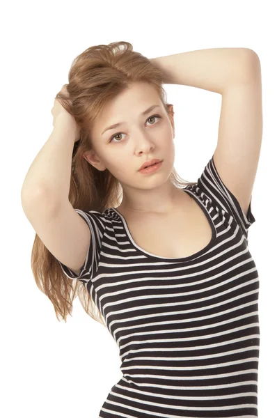 Beautiful girl at the age of fifteen close-up — Stock Photo, Image