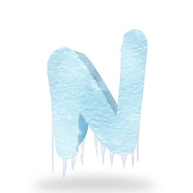 Alfabenin sarkıt harfi n ile donuk efektli 3d metin biçimi