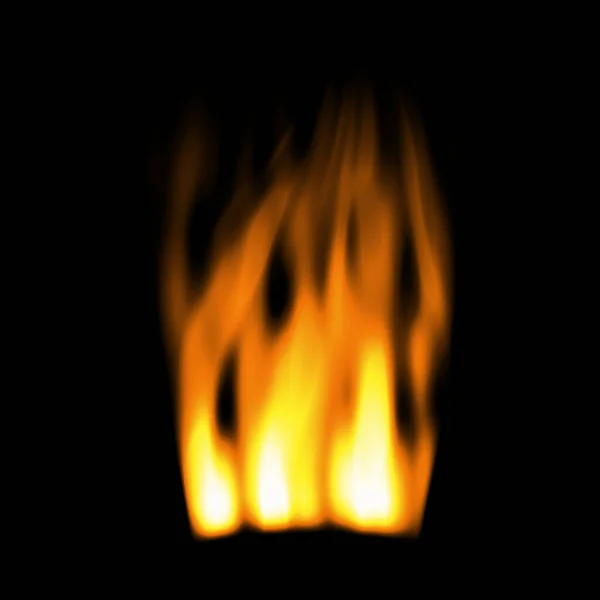 Schöne Feuerflamme Auf Schwarzem Hintergrund — Stockfoto