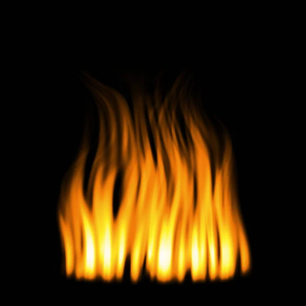 Siyah arkaplanda alevler, vektör illüstrasyonu.