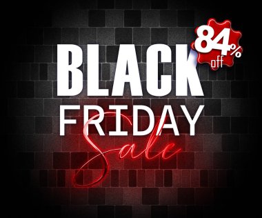   3D elementli illüstrasyon Kara Cuma tanıtım afişi satışlarda yüzde 84 indirim