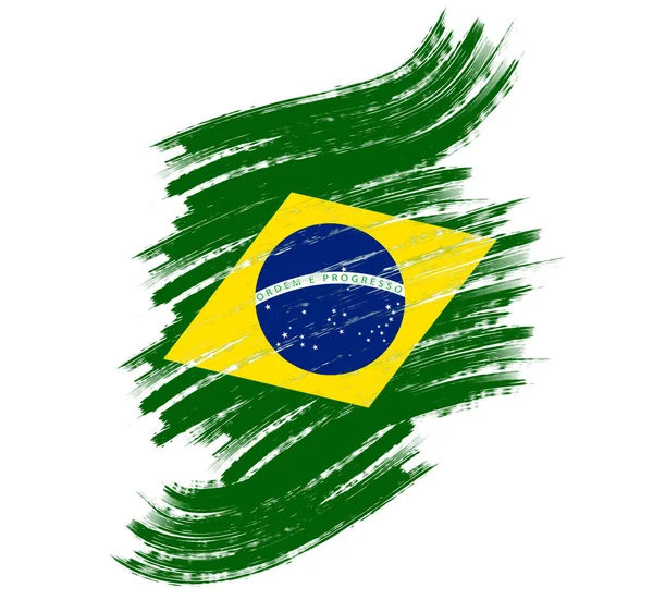 Ilustração Flag Brasileiro Com Efeito Brasco — Fotografia de Stock