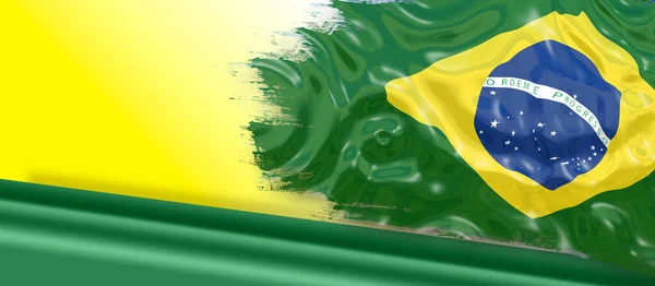 Ilustración Con Bandera Brasiliana Con Antecedentes Amarillos Verde Con Espacio — Foto de Stock