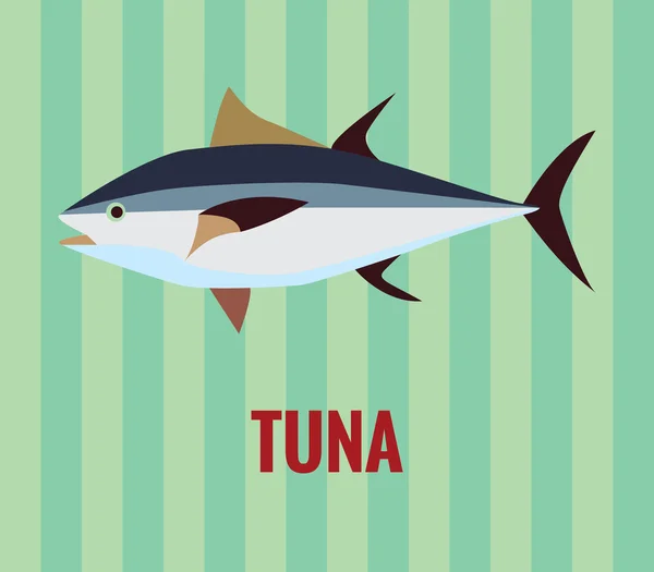 Tuńczyk - rysunek na zielonym tle. — Wektor stockowy