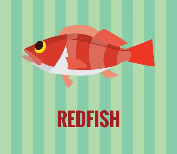 Redfish - drawing on green background. — Stock Vector