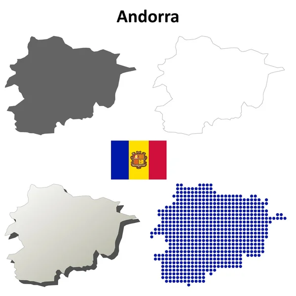 Andorra esquema mapa conjunto — Vector de stock
