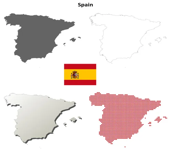 España esquema mapa conjunto — Vector de stock