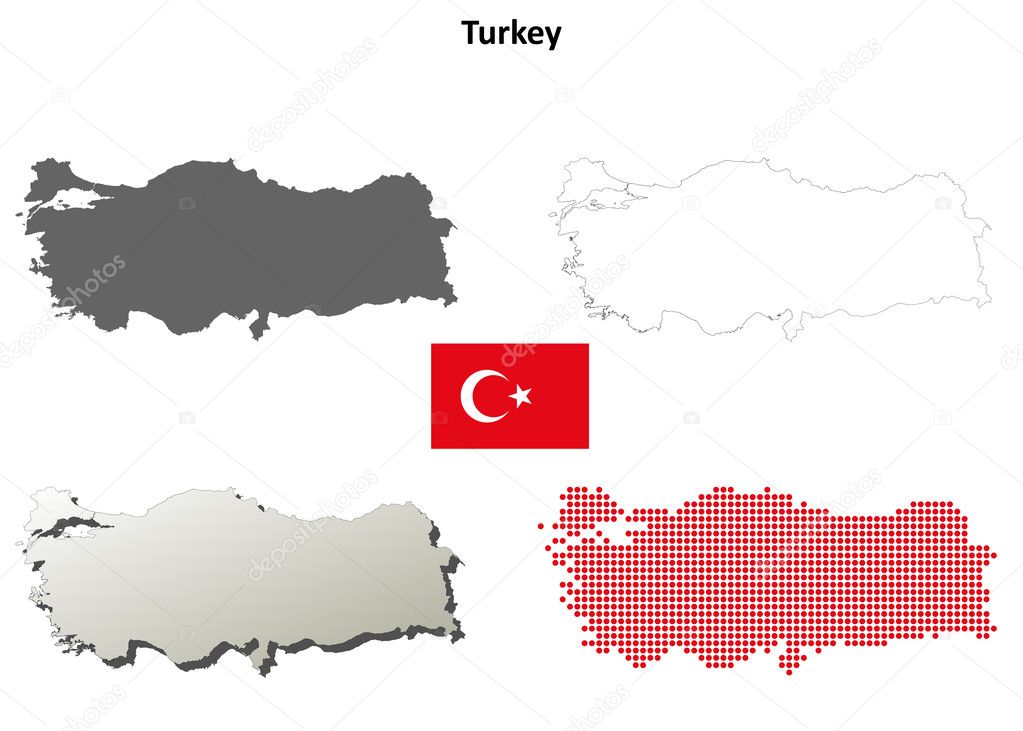 Turkey outline map set