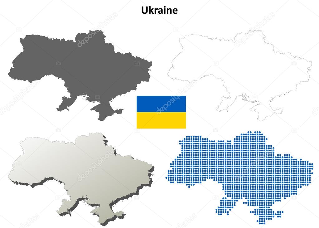 Ukraine outline map set