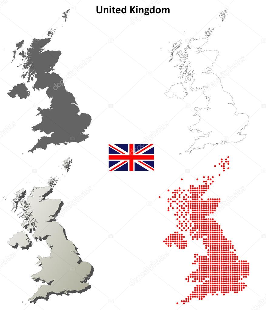 United Kingdom outline map set