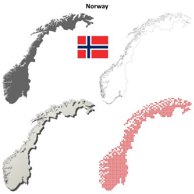 Norway map outline set clipart