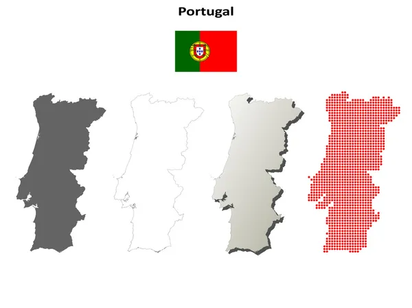 Portugal mapa esboço definido — Vetor de Stock