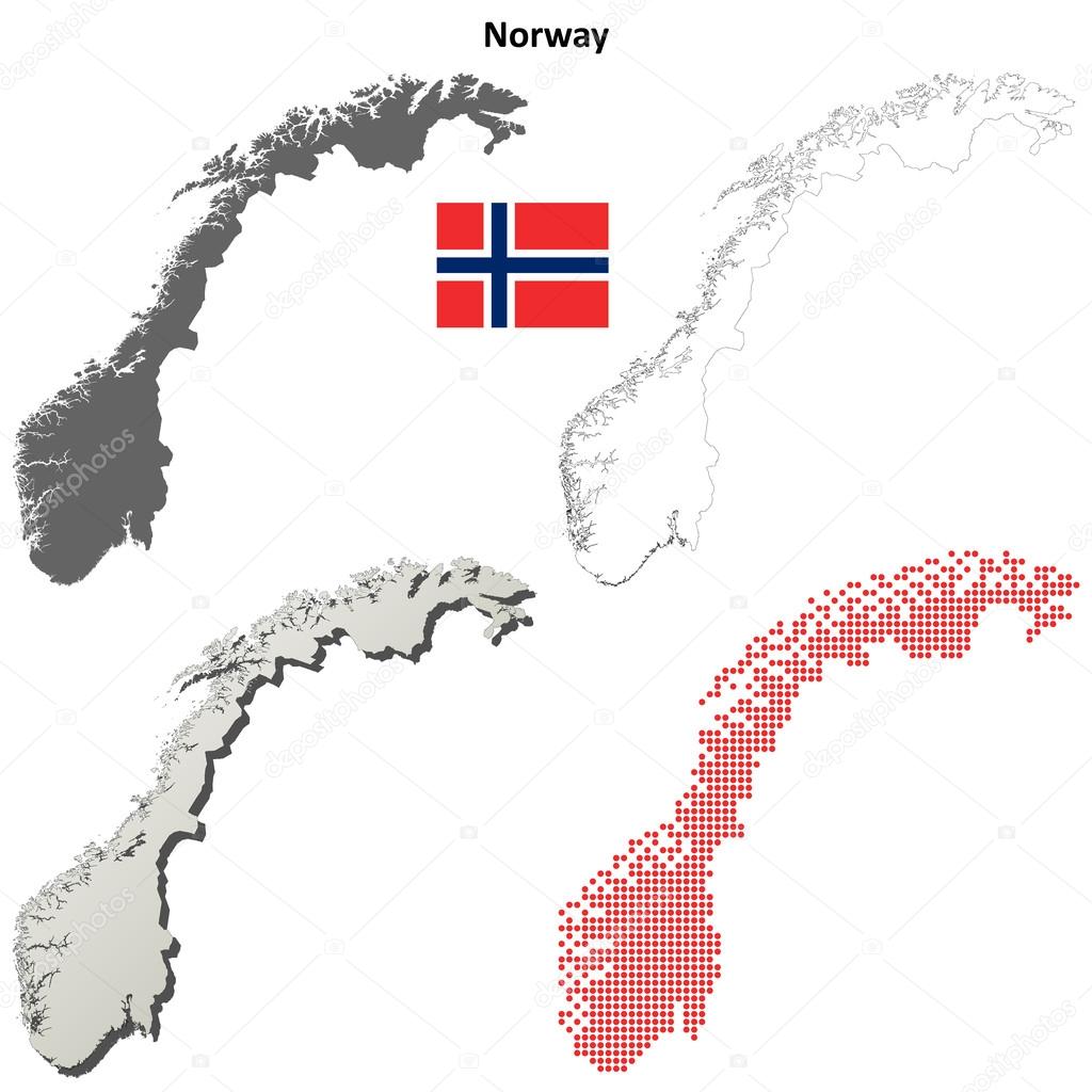 Norway map outline set