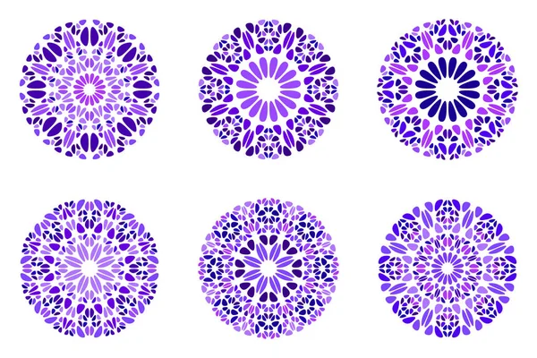 Geometrical ornate abstract flower mandala logo set — Stock Vector