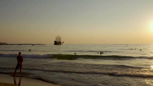 Аланья Туреччина Вересня 2021 Року Міське Узбережжя Люди Які Насолоджуються — стокове відео