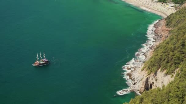 Türkiye Antalya Modern Şehrin Batı Kesimindeki Alanya Kalesi Nden Geniş — Stok video