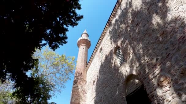 Аланья Туреччина Вересня 2021 Тільт Збив Мінарет Старої Мечеті Цитаделі — стокове відео