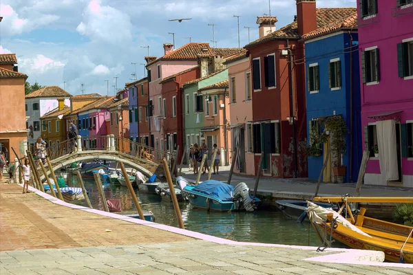Veneza Itália Setembro 2018 Povos Que Visitam Centro Burano Ilha — Fotografia de Stock